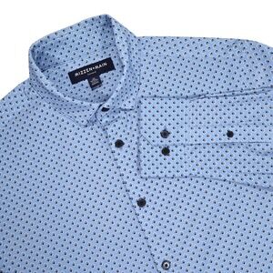 MIZZEN+MAIN Men's M Blue Shell Print Leeward Trim No Tuck Button Up Dress Shirt